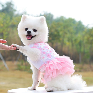 Ajexen Pet Dog Peach Blossom Skirt – Soft Cotton Princess Dress for Small & Medium Dogs | Cute Pet Clothing