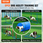 Ajexen VEVOR 5 PCS Dog Agility Training Equipment Set – Hurdles, Tunnel, Jump Ring & More for Pet Exercise & Obedience
