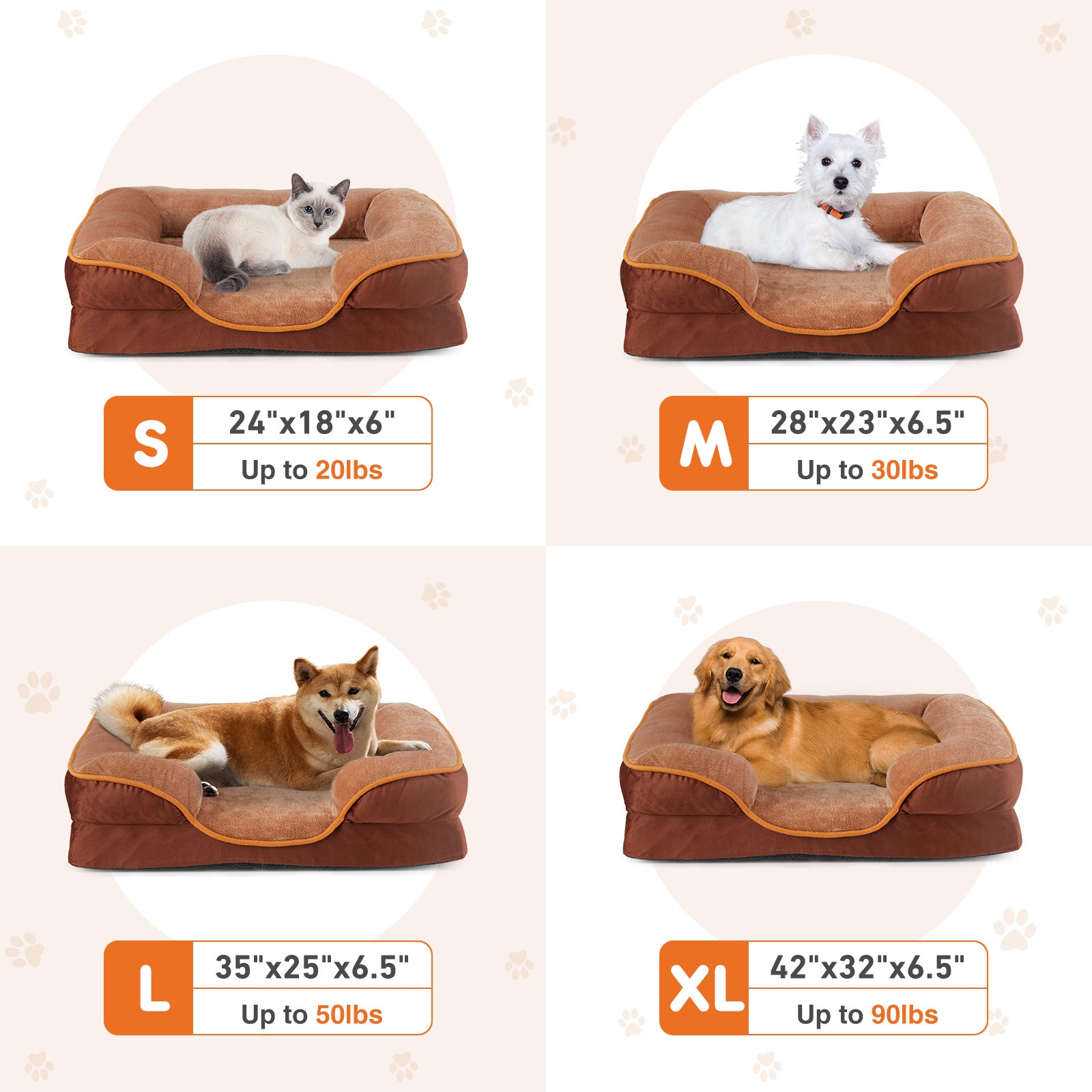 Ajexen Memory Foam Pet Bed for Dogs & Cats – Orthopedic Comfort, Washable Cover, Waterproof Liner & Non-Slip Base