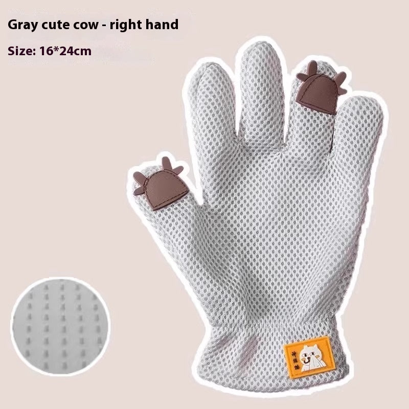 Ajexen Pet Bath & Grooming Gloves – Double-Sided Hair Removal & Massage Comb for Cats & Dogs