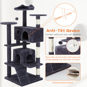 Ajexen Multi Functional Cat Treehouse | Cat Climbing Frame, Scratching Post & Play Tower for Indoor Cats