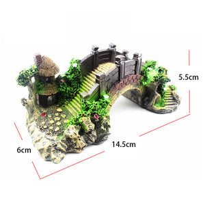 Ajexen Resin Arch Bridge Aquarium Decoration | Retro Black Red Fish Tank Ornament & Turtle Climbing Platform