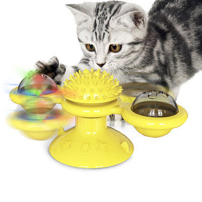 Ajexen Cat Rotating Windmill Toy – Multi-Function Scratcher, Catnip, Teeth Cleaning & Interactive Play