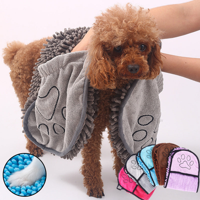 Ajexen Super Absorbent Dog & Cat Bathrobe Towel – Quick-Drying Microfiber Pet Towel with Double Pockets, Durable & Breathable