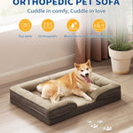Ajexen Large Dog Orthopedic Sofa Bed – Supportive Foam Pet Mattress with Bolsters, Washable Cover & Waterproof Lining