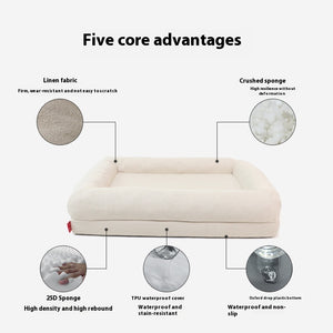 Ajexen Simple Yarn Memory Foam Dog Bed – Waterproof, Removable Cover, Orthopedic Kennel for Small, Medium & Large Dogs, Milky White