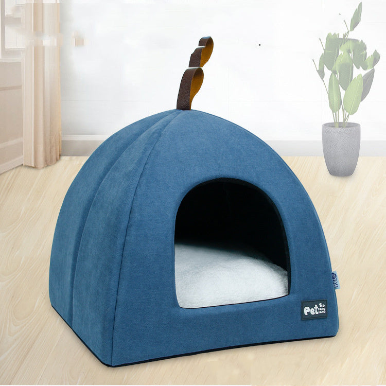 Ajexen Fluffy Velvet Pet Nest – Cozy Cat & Small Dog Bed in Blue, Pink, or Gray, Sizes S-L