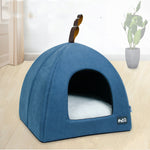 Ajexen Fluffy Velvet Pet Nest – Cozy Cat & Small Dog Bed in Blue, Pink, or Gray, Sizes S-L