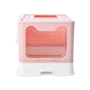 Ajexen Fully Enclosed Foldable Cat Litter Box with Drawer & Double Door – Odor-Proof, Easy Clean, Portable Cat Toilet