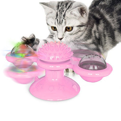 Ajexen Cat Rotating Windmill Toy – Multi-Function Scratcher, Catnip, Teeth Cleaning & Interactive Play