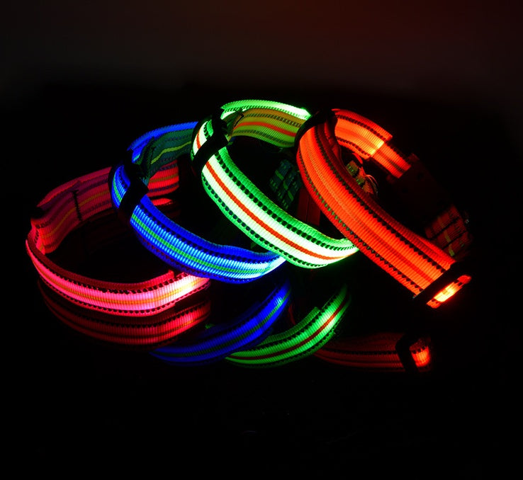 Ajexen Fiber Optic Waterproof LED Pet Collar – Rechargeable Magnetic Dog Collar with Reflective Night Safety