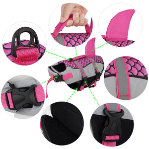 Ajexen Dog Life Jacket Shark Vest – Pet Swimming Safety Vest with Handle & Leash Ring, Summer Swimwear