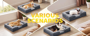 Ajexen Large Dog Orthopedic Sofa Bed – Supportive Foam Pet Mattress with Bolsters, Washable Cover & Waterproof Lining