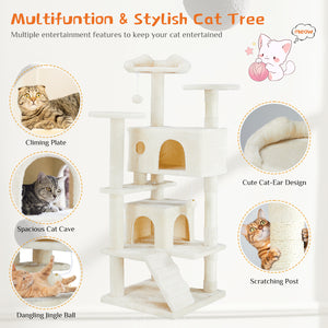 Ajexen Multi Functional Cat Treehouse | Cat Climbing Frame, Scratching Post & Play Tower for Indoor Cats