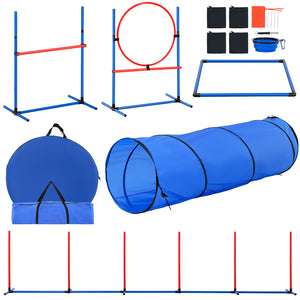 Ajexen VEVOR 5 PCS Dog Agility Training Equipment Set – Hurdles, Tunnel, Jump Ring & More for Pet Exercise & Obedience