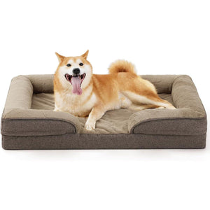 Ajexen Large Dog Orthopedic Sofa Bed – Supportive Foam Pet Mattress with Bolsters, Washable Cover & Waterproof Lining