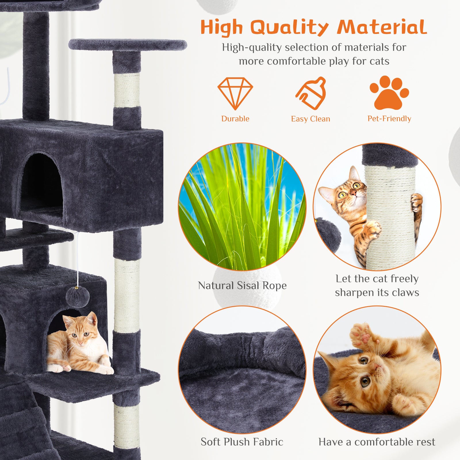 Ajexen Multi Functional Cat Treehouse | Cat Climbing Frame, Scratching Post & Play Tower for Indoor Cats