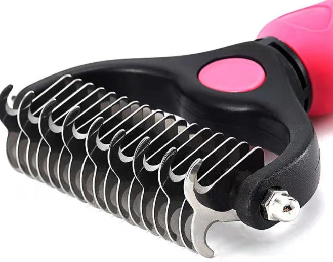 Ajexen Stainless Steel Pet Knot Comb – Hair Removal & Detangling Brush for Dogs & Cats, Double/Single-Sided Grooming Tool