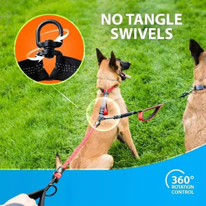 Ajexen Dual Dog Leash with Waist Belt – Explosion-Proof Nylon Rope for Large Dogs, Hands-Free Walking