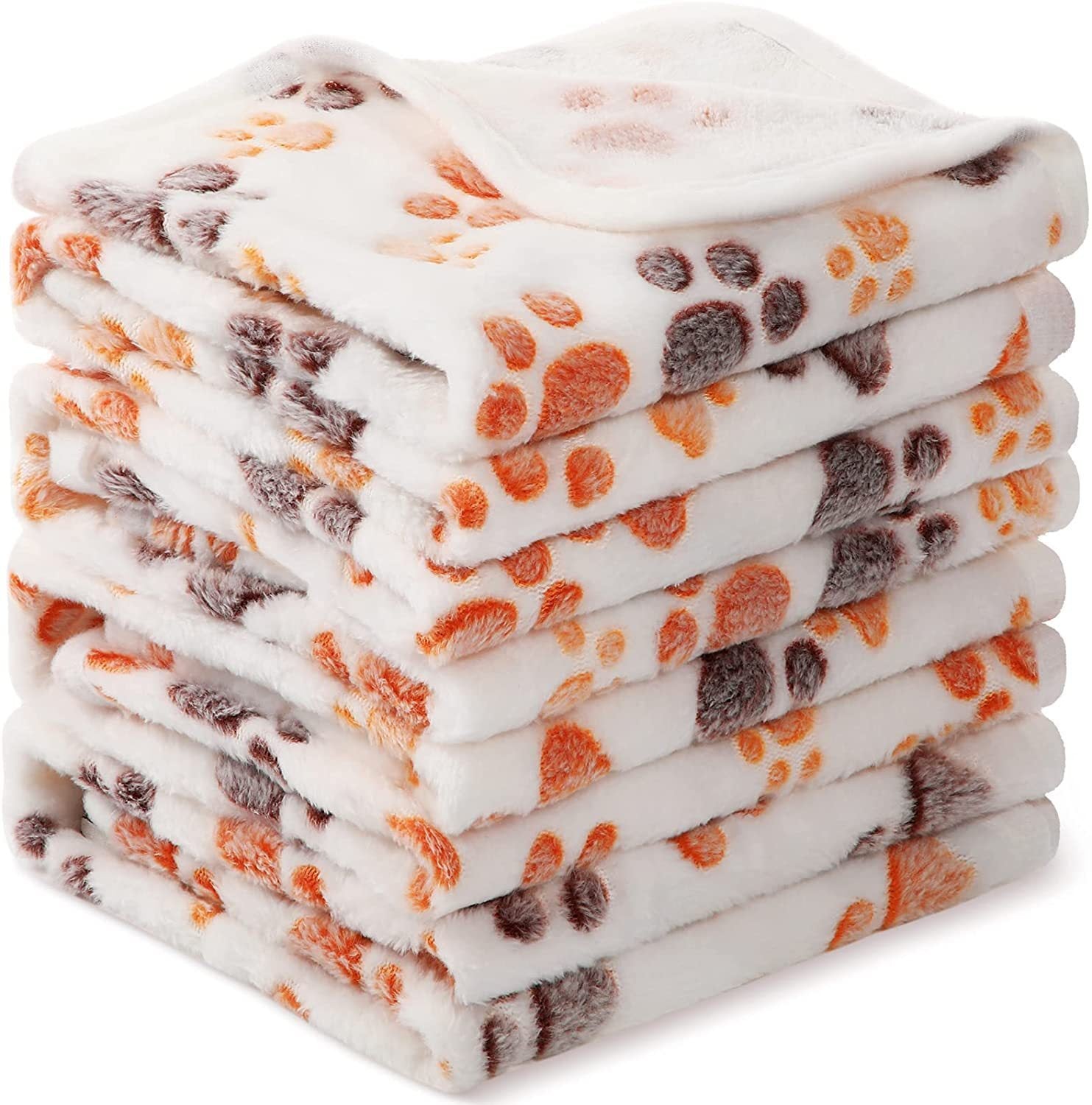 Ajexen Soft Coral Fleece Pet Blanket for Dogs & Cats – Cozy Paw Print Throw for Beds, Crates & Travel