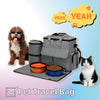 Ajexen Dog Travel Bag Kit – Large-Capacity Pet Backpack with Removable Divider, Training Bag & Mat for Outdoor Trips, Oxford Cloth, Gray