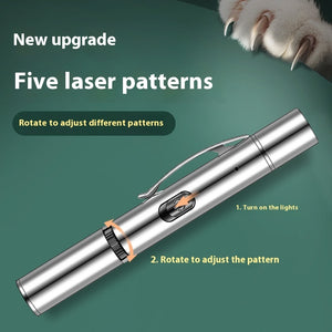 Ajexen Charging Projection Cat Teasing Flashlight – USB Rechargeable Stainless Steel Interactive Cat Toy Light