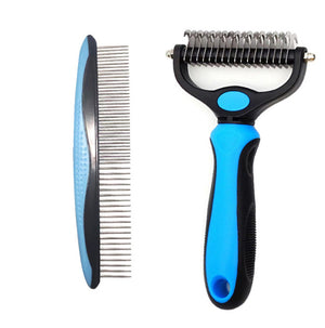 Ajexen Stainless Steel Pet Knot Comb – Hair Removal & Detangling Brush for Dogs & Cats, Double/Single-Sided Grooming Tool