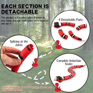 Ajexen Interactive Cat Toy Snake – Smart Sensing USB Rechargeable RC Snake with LED Eyes & Infrared Sensor