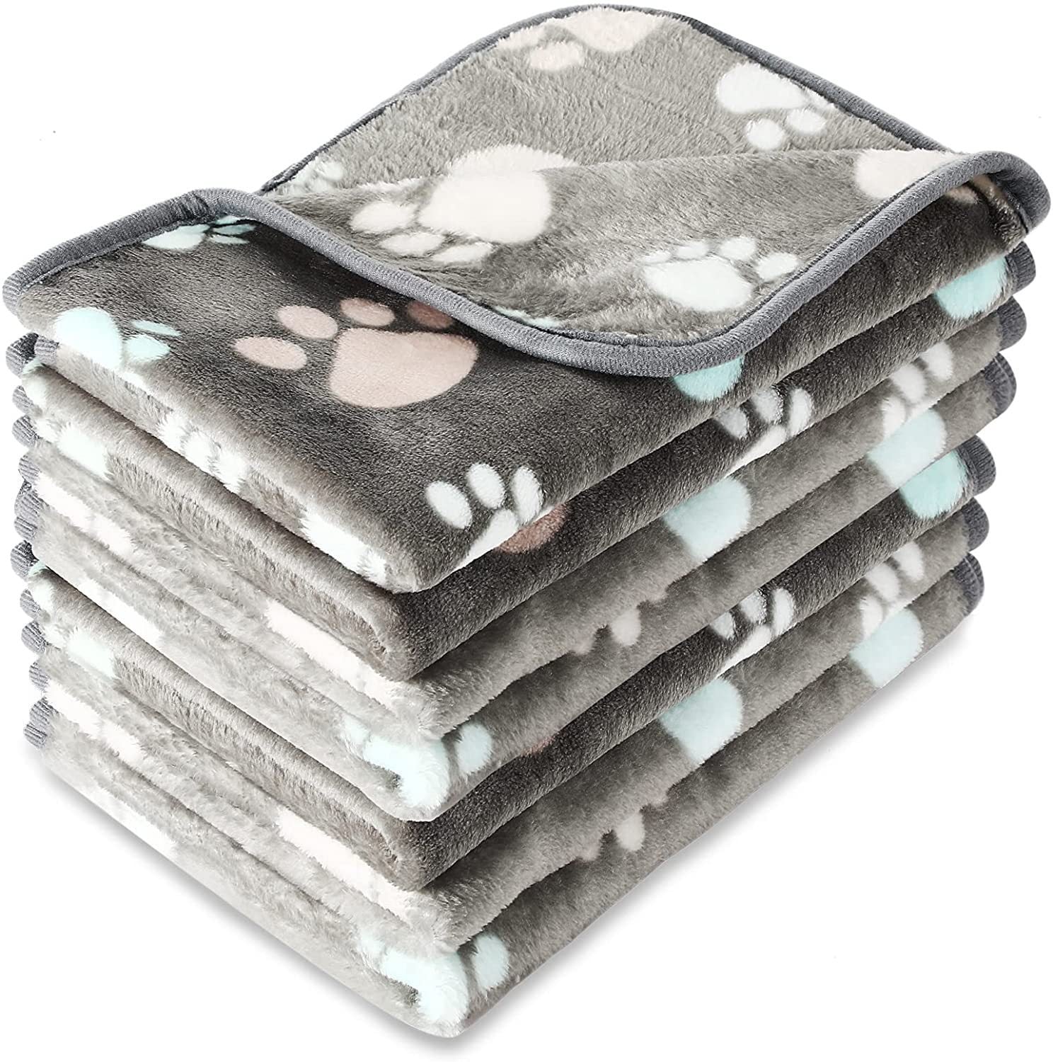 Ajexen Soft Coral Fleece Pet Blanket for Dogs & Cats – Cozy Paw Print Throw for Beds, Crates & Travel