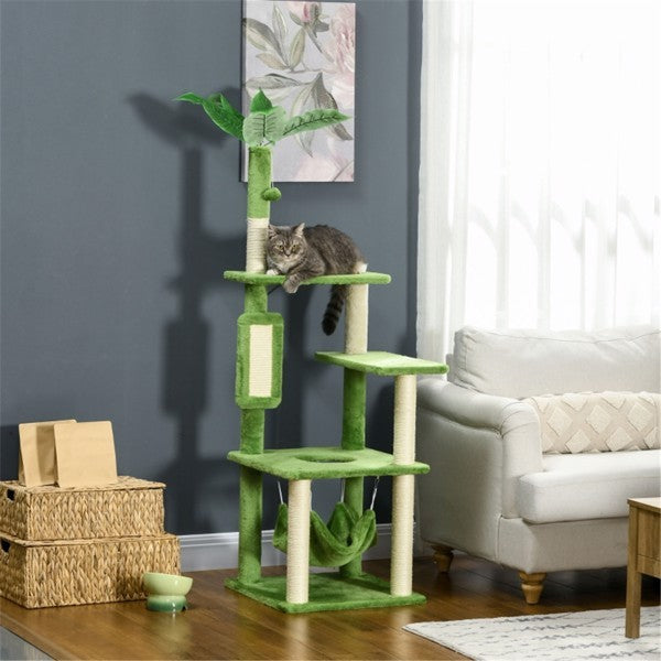 Ajexen Multi-Level Cat Tree Tower with Sisal Scratching Posts, Hammock & Platforms – Stable Climbing Tower for Cats
