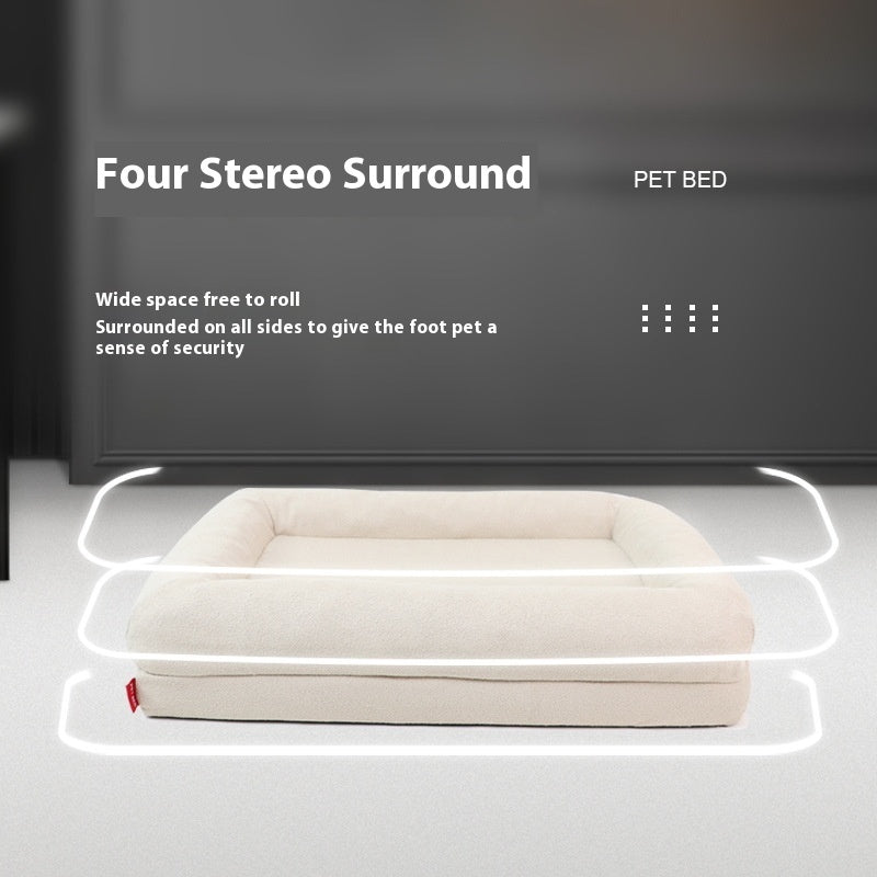 Ajexen Simple Yarn Memory Foam Dog Bed – Waterproof, Removable Cover, Orthopedic Kennel for Small, Medium & Large Dogs, Milky White
