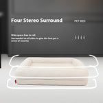 Ajexen Simple Yarn Memory Foam Dog Bed – Waterproof, Removable Cover, Orthopedic Kennel for Small, Medium & Large Dogs, Milky White