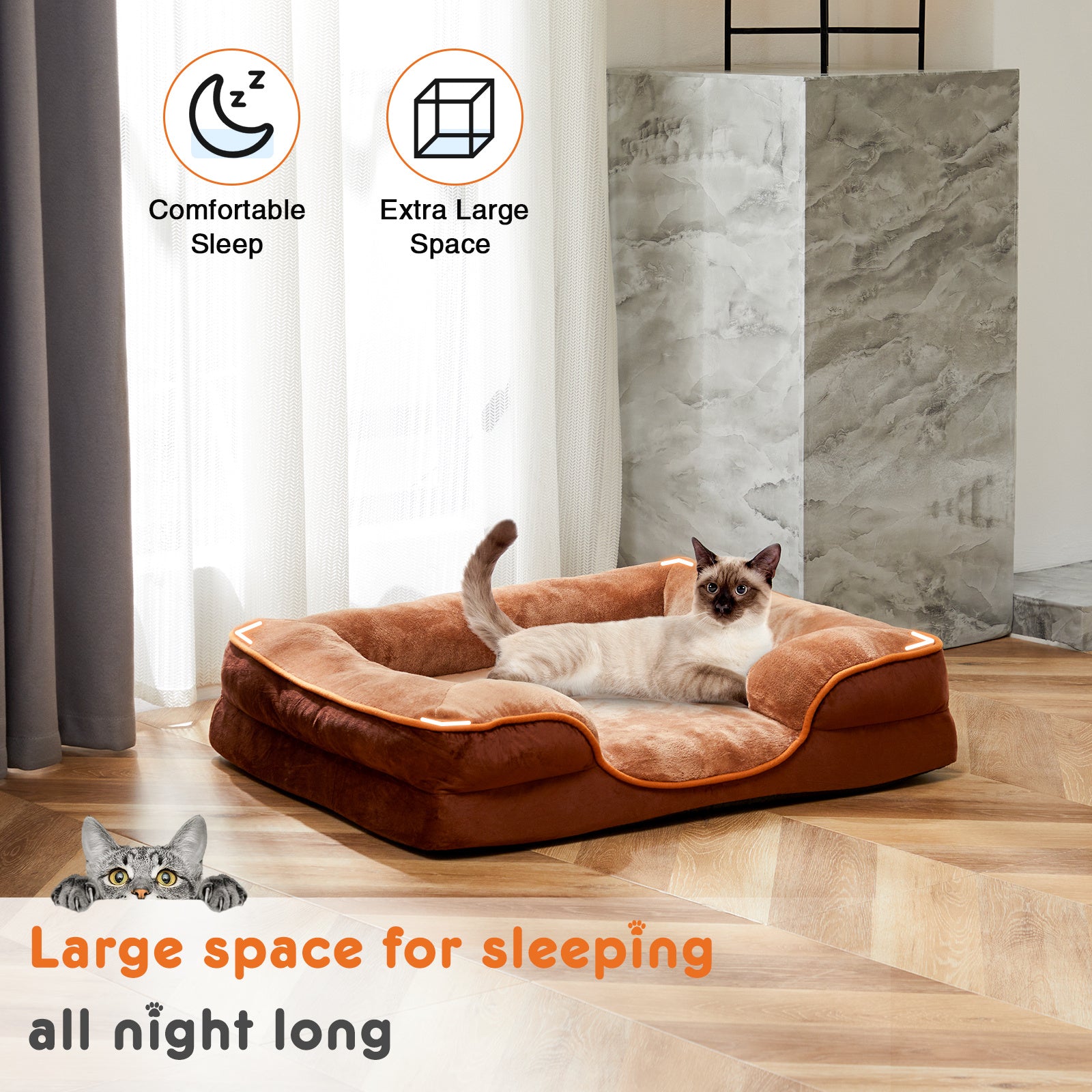 Ajexen Memory Foam Pet Bed for Dogs & Cats – Orthopedic Comfort, Washable Cover, Waterproof Liner & Non-Slip Base