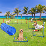 Ajexen VEVOR 5 PCS Dog Agility Training Equipment Set – Hurdles, Tunnel, Jump Ring & More for Pet Exercise & Obedience