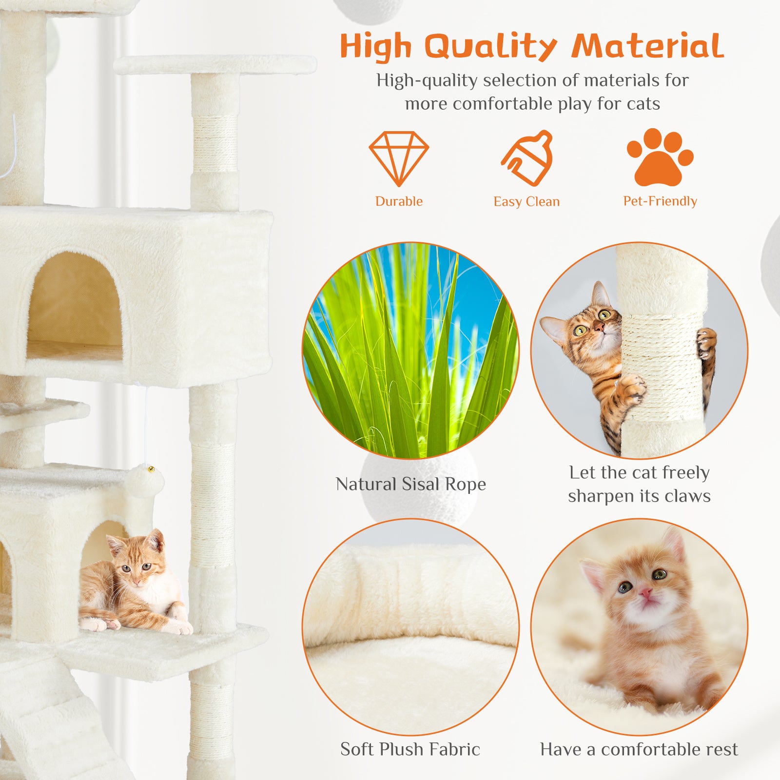 Ajexen Multi Functional Cat Treehouse | Cat Climbing Frame, Scratching Post & Play Tower for Indoor Cats