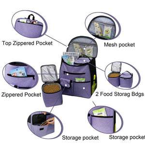 Ajexen Multifunctional Pet Travel Storage Bag – Oxford Cloth, Large-Capacity Organizer for Outdoor Trips, Purple