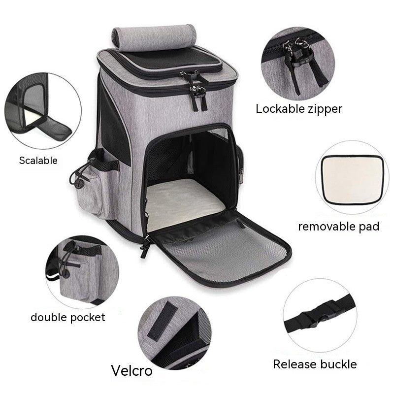 Ajexen Extendable Pet Bag Backpack – Large Capacity Foldable Carrier for Cats & Dogs, Travel-Friendly Design