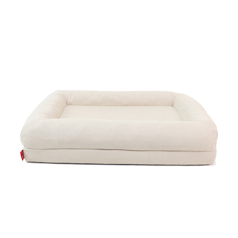 Ajexen Simple Yarn Memory Foam Dog Bed – Waterproof, Removable Cover, Orthopedic Kennel for Small, Medium & Large Dogs, Milky White