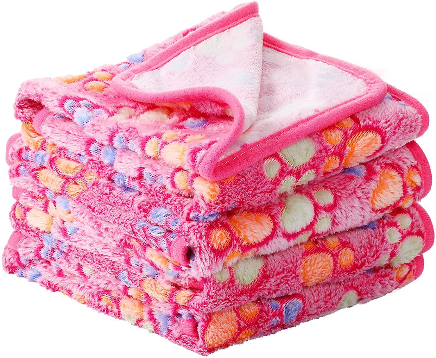 Ajexen Soft Coral Fleece Pet Blanket for Dogs & Cats – Cozy Paw Print Throw for Beds, Crates & Travel