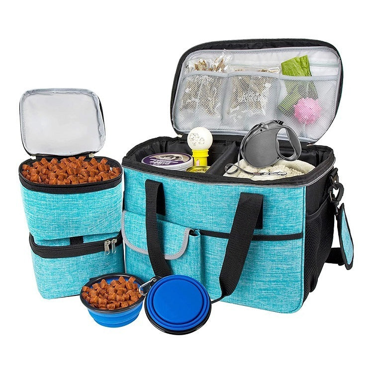 Ajexen Pet Travel Lunch Bag – Portable Food Storage Box with Foldable Bowl, Large Capacity