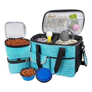Ajexen Pet Travel Lunch Bag – Portable Food Storage Box with Foldable Bowl, Large Capacity