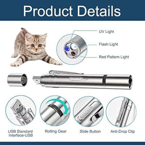 Ajexen Cat Toy Pointer – 7-in-1 Interactive Laser Wand | USB Rechargeable Indoor Pet Toy for Cats & Dogs