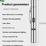 Ajexen Charging Projection Cat Teasing Flashlight – USB Rechargeable Stainless Steel Interactive Cat Toy Light