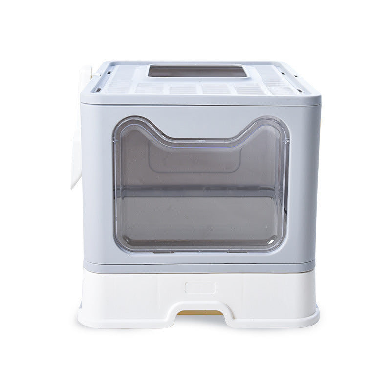 Ajexen Fully Enclosed Foldable Cat Litter Box with Drawer & Double Door – Odor-Proof, Easy Clean, Portable Cat Toilet