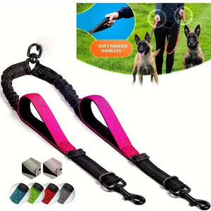 Ajexen Dual Dog Leash with Waist Belt – Explosion-Proof Nylon Rope for Large Dogs, Hands-Free Walking