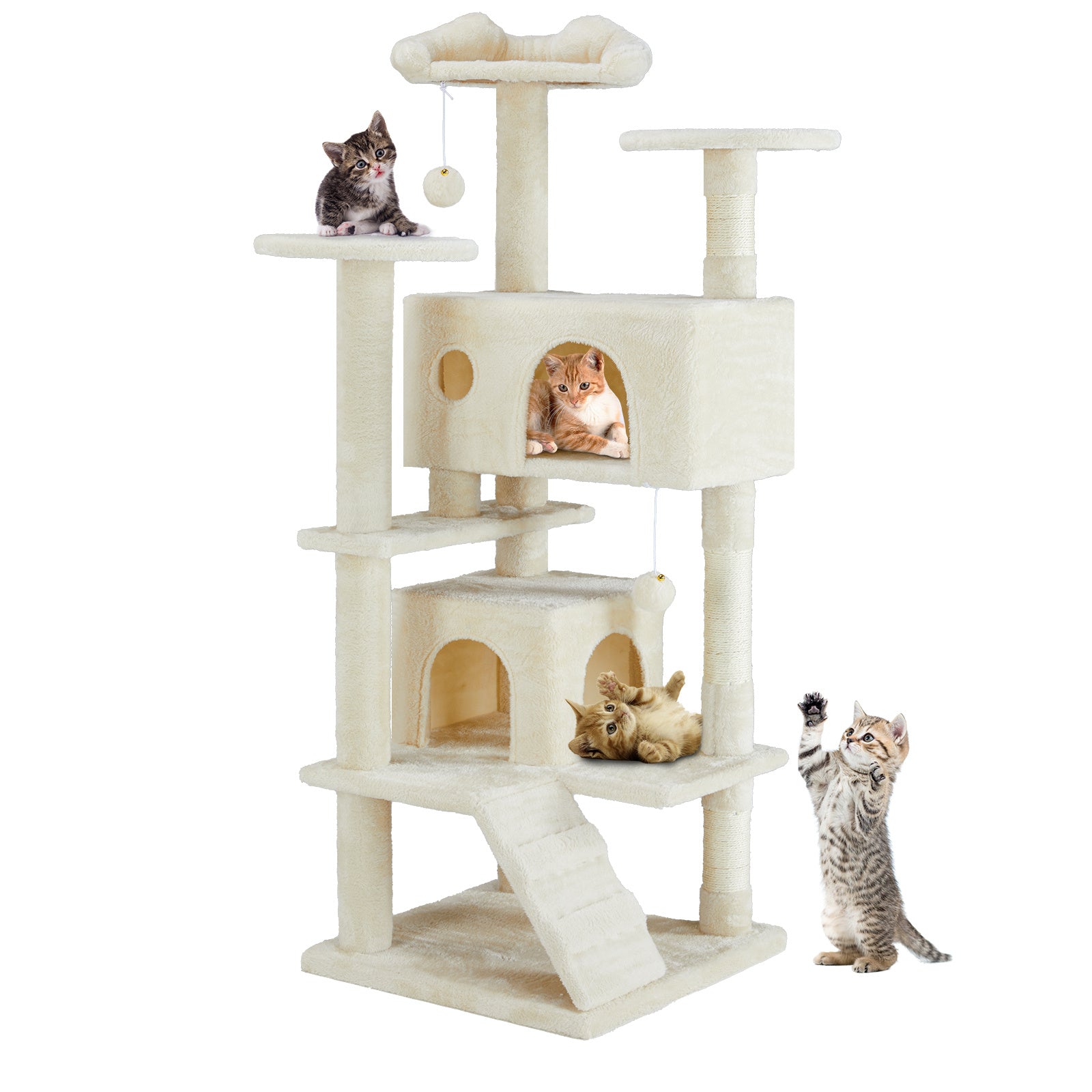 Ajexen Multi Functional Cat Treehouse | Cat Climbing Frame, Scratching Post & Play Tower for Indoor Cats
