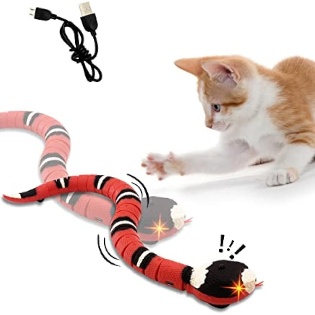 Ajexen Interactive Cat Toy Snake – Smart Sensing USB Rechargeable RC Snake with LED Eyes & Infrared Sensor